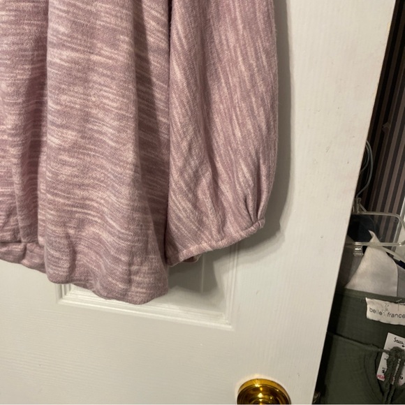 NWT VINTAGE AMERICA L LIGHT Lilac Heather JESSICA BUBBLE TOP BACK BOW BLOUSE - Picture 2 of 7